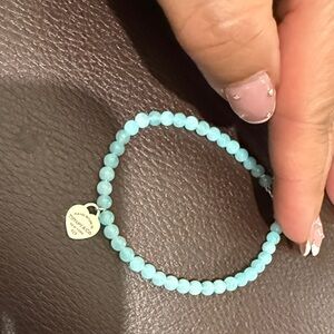 Tiffany & Co. Light Blue Beaded Bracelet with Heart Tag